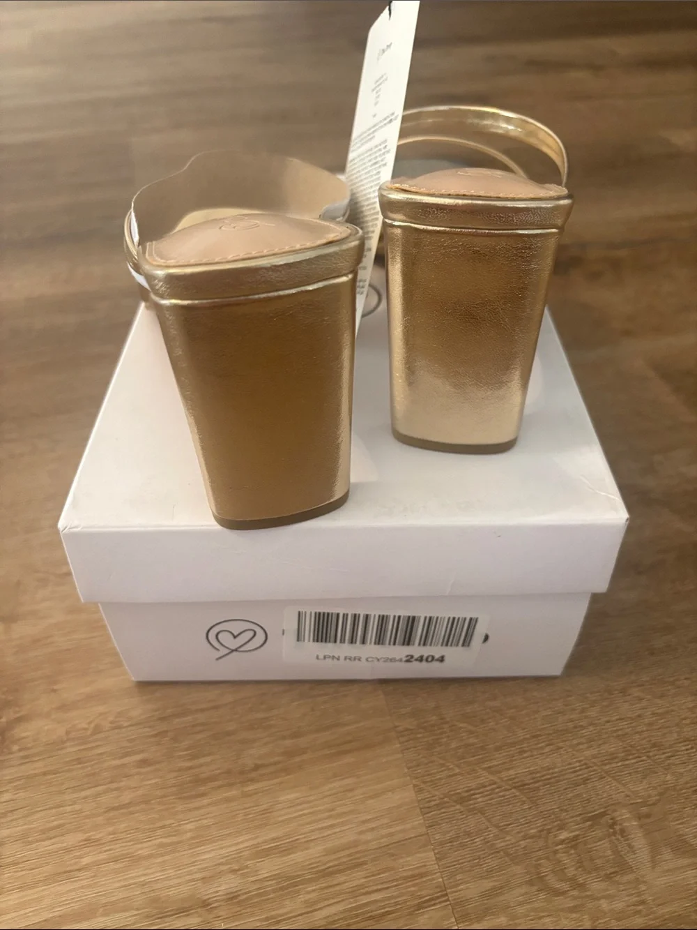 NWT -  Metallic Gold Two-Strap Block Heel Sandal for Women